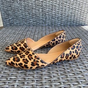 J Crew Leopard Calf Hair dOrsay Flats in Size 8